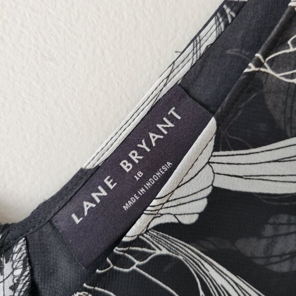 Lane Bryant, Swing Double-Layer Chiffon Tank, Size 18, Black Flowered - Picture 2 of 7